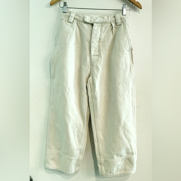 Ecru washed twill wide leg capri Sz M - Picture 1 of 8